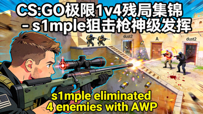 CS:GO极限1v4残局集锦 - s1mple狙击枪神级发挥